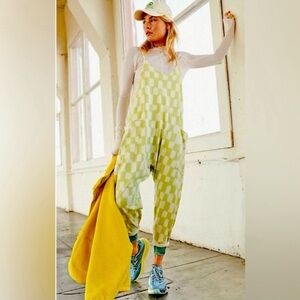 FREE PEOPLE Movement Printed Hot Shot Onesie in Golden Citron Combo